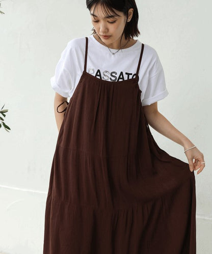 Rayon Crepe Cami Dress◇Feminine Dress with Generous Gathers