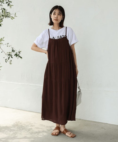 Rayon Crepe Cami Dress◇Feminine Dress with Generous Gathers