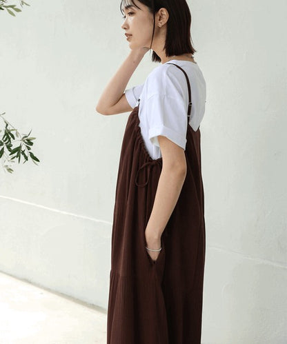 Rayon Crepe Cami Dress◇Feminine Dress with Generous Gathers