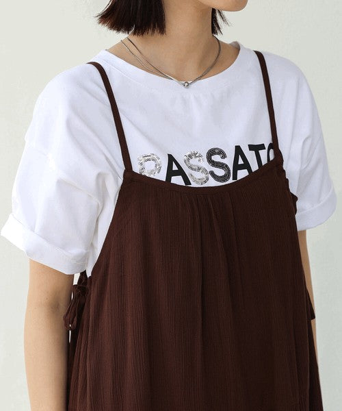 Rayon Crepe Cami Dress◇Feminine Dress with Generous Gathers