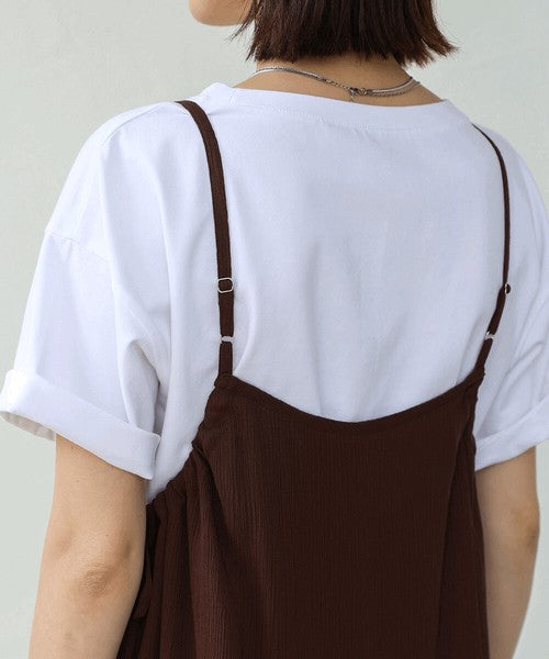 Rayon Crepe Cami Dress◇Feminine Dress with Generous Gathers