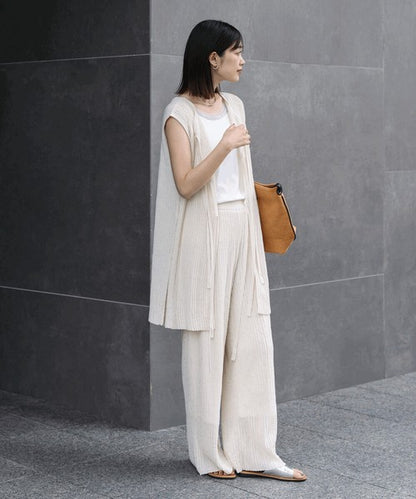 Bou Jeloud Wavy Mesh Knit Pants – Lightweight & Breathable Summer Knit
