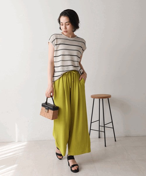 Sheer Border Knit Vest◇Elegant Striped Knit Vest