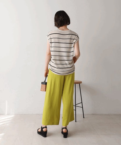 Sheer Border Knit Vest◇Elegant Striped Knit Vest