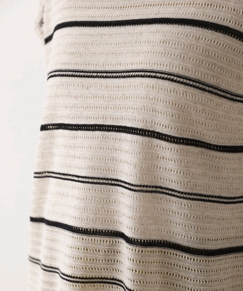 Sheer Border Knit Vest◇Elegant Striped Knit Vest