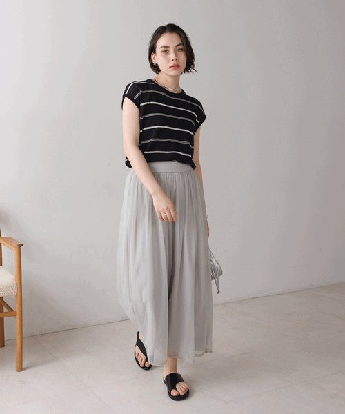 Sheer Border Knit Vest◇Elegant Striped Knit Vest