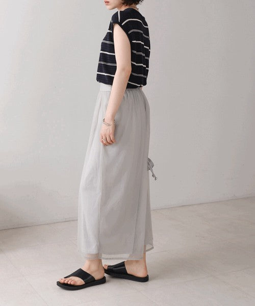 Sheer Border Knit Vest◇Elegant Striped Knit Vest
