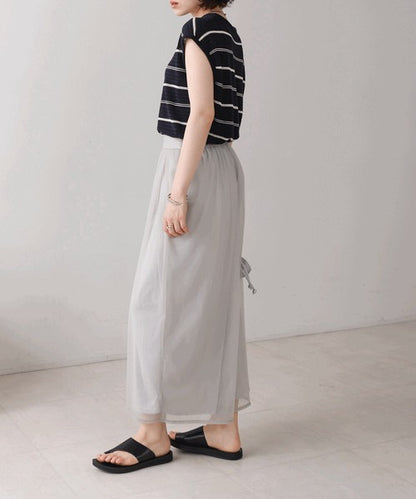 Sheer Border Knit Vest◇Elegant Striped Knit Vest