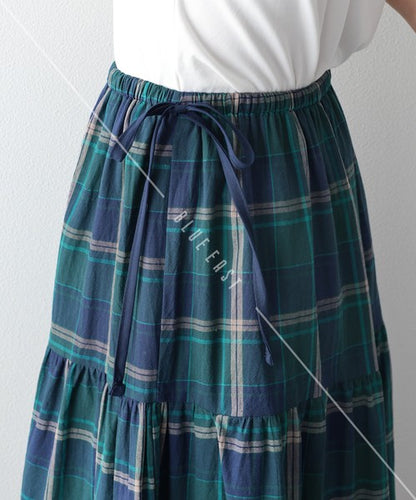 Skirt Check Pattern Ribbon Tiered Skirt Check