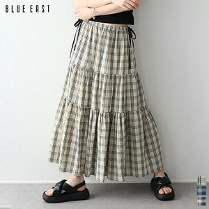 Skirt Check Pattern Ribbon Tiered Skirt Check