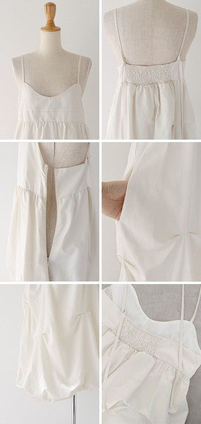 Casual Dress Ladies fashion Tuck Balloon Camisole Dress