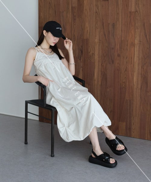 Casual Dress Ladies fashion Tuck Balloon Camisole Dress