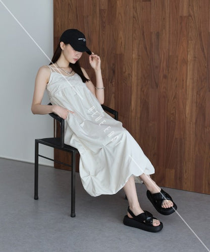 Casual Dress Ladies fashion Tuck Balloon Camisole Dress