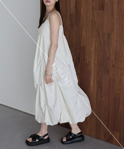 Casual Dress Ladies fashion Tuck Balloon Camisole Dress