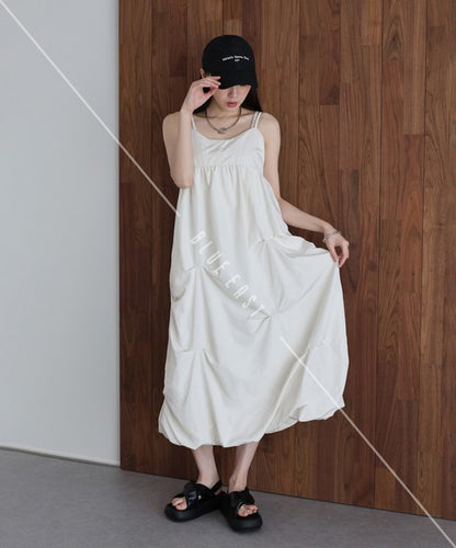 Casual Dress Ladies fashion Tuck Balloon Camisole Dress