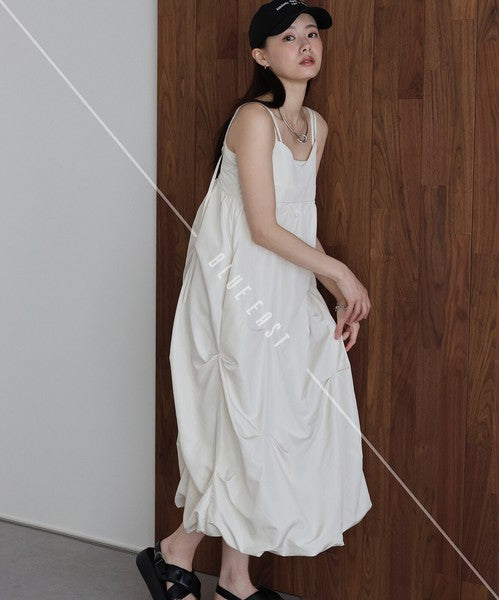 Casual Dress Ladies fashion Tuck Balloon Camisole Dress