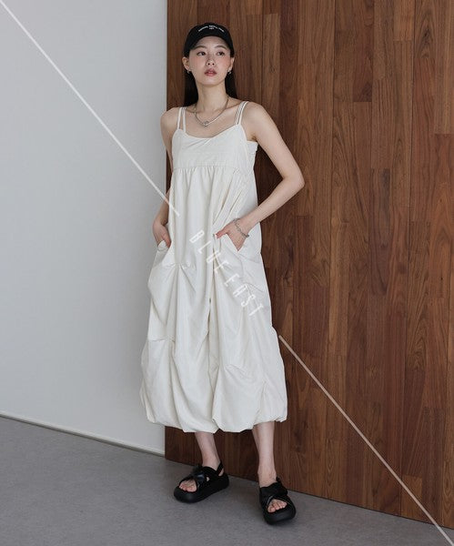 Casual Dress Ladies fashion Tuck Balloon Camisole Dress
