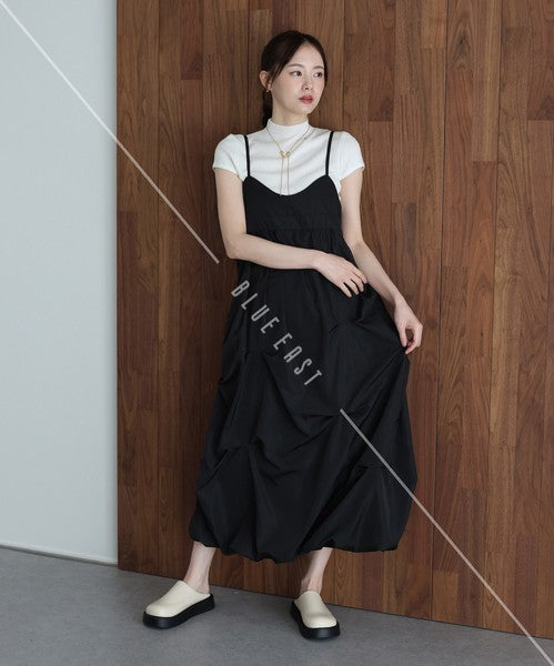 Casual Dress Ladies fashion Tuck Balloon Camisole Dress