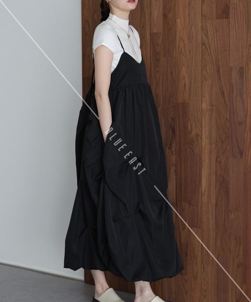 Casual Dress Ladies fashion Tuck Balloon Camisole Dress