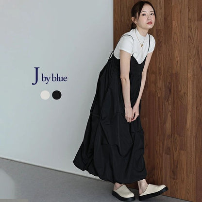 Casual Dress Ladies fashion Tuck Balloon Camisole Dress