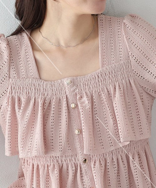 Button Shirt/Blouse Square Tiered