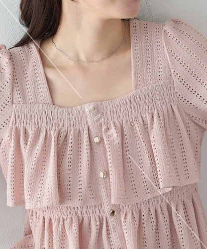 Button Shirt/Blouse Square Tiered