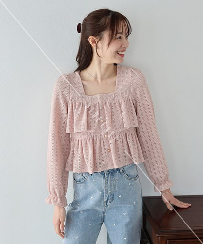 Button Shirt/Blouse Square Tiered