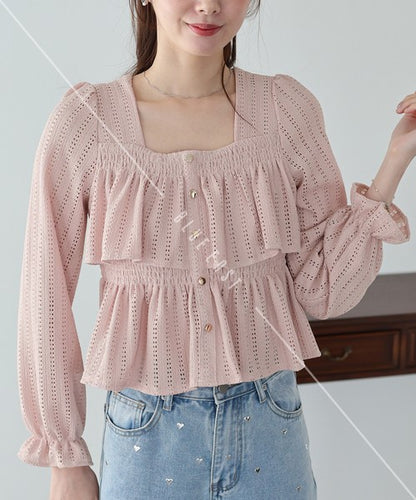Button Shirt/Blouse Square Tiered