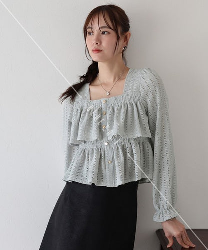 Button Shirt/Blouse Square Tiered