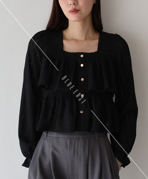 Button Shirt/Blouse Square Tiered