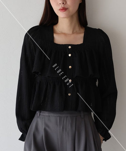 Button Shirt/Blouse Square Tiered
