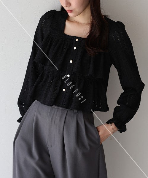 Button Shirt/Blouse Square Tiered