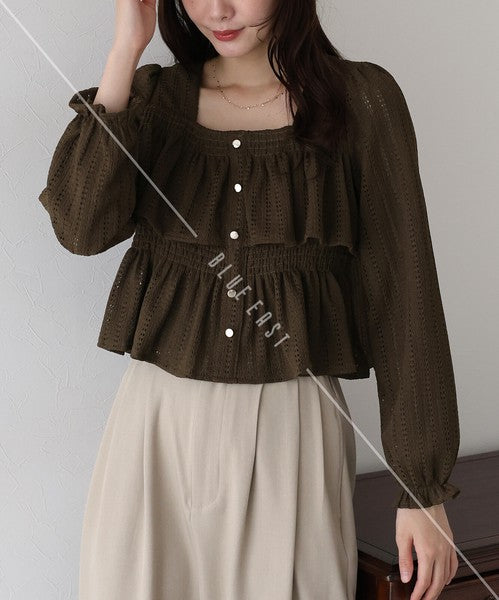 Button Shirt/Blouse Square Tiered