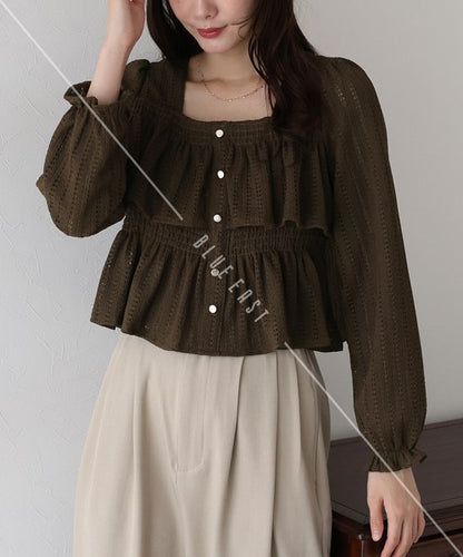 Button Shirt/Blouse Square Tiered