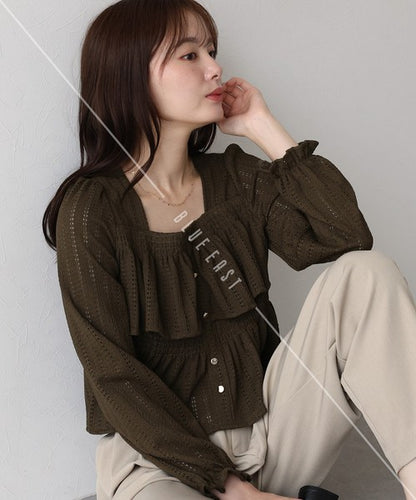 Button Shirt/Blouse Square Tiered