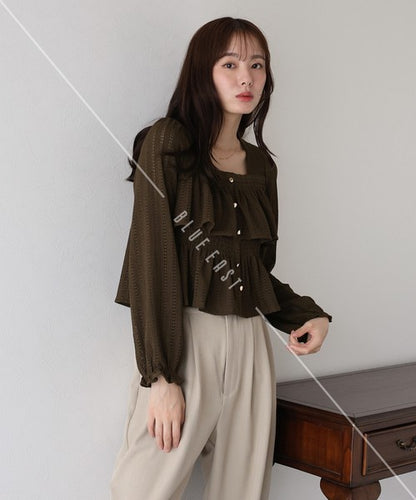 Button Shirt/Blouse Square Tiered