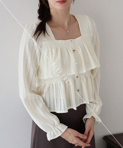 Button Shirt/Blouse Square Tiered