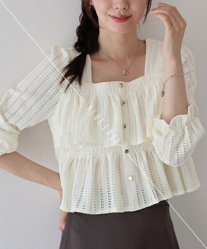 Button Shirt/Blouse Square Tiered