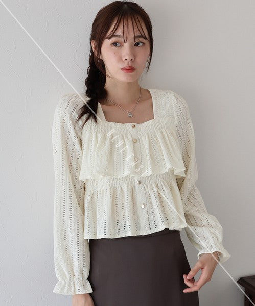 Button Shirt/Blouse Square Tiered