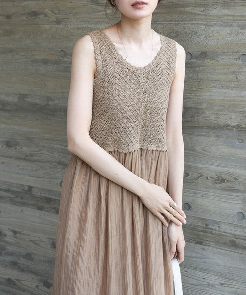 Crochet Combi Cami Dress◇Crochet Combination Camisole Dress