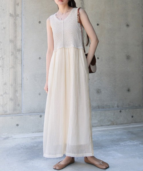 Crochet Combi Cami Dress◇Crochet Combination Camisole Dress