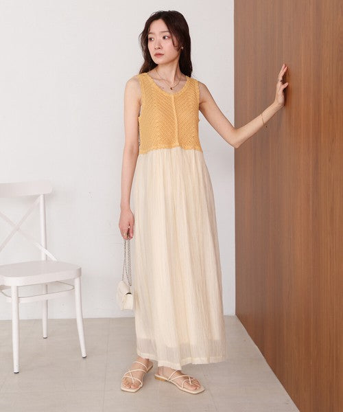 Crochet Combi Cami Dress◇Crochet Combination Camisole Dress