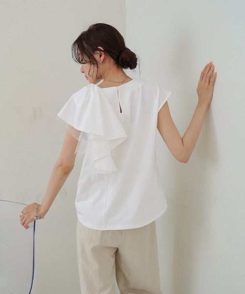 Irregular Hem Ruffle Design Cut-and-Sew◇Soft 100% Cotton Fabric