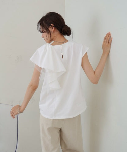 Irregular Hem Ruffle Design Cut-and-Sew◇Soft 100% Cotton Fabric