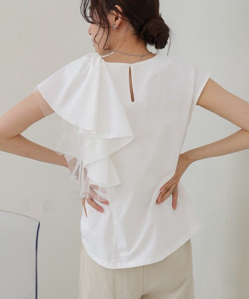 Irregular Hem Ruffle Design Cut-and-Sew◇Soft 100% Cotton Fabric