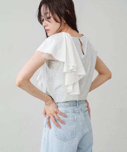 Irregular Hem Ruffle Design Cut-and-Sew◇Soft 100% Cotton Fabric