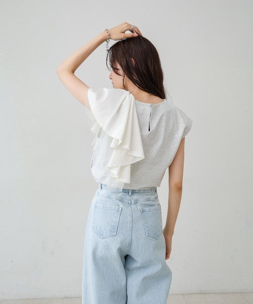 Irregular Hem Ruffle Design Cut-and-Sew◇Soft 100% Cotton Fabric