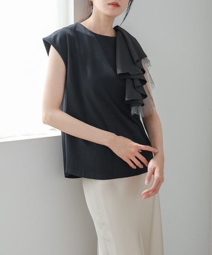 Irregular Hem Ruffle Design Cut-and-Sew◇Soft 100% Cotton Fabric