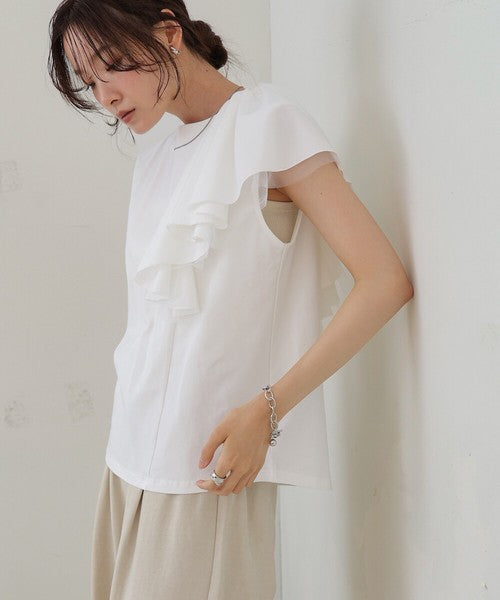 Irregular Hem Ruffle Design Cut-and-Sew◇Soft 100% Cotton Fabric