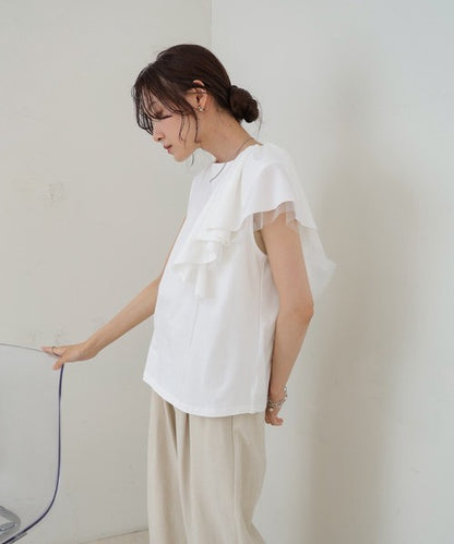Irregular Hem Ruffle Design Cut-and-Sew◇Soft 100% Cotton Fabric